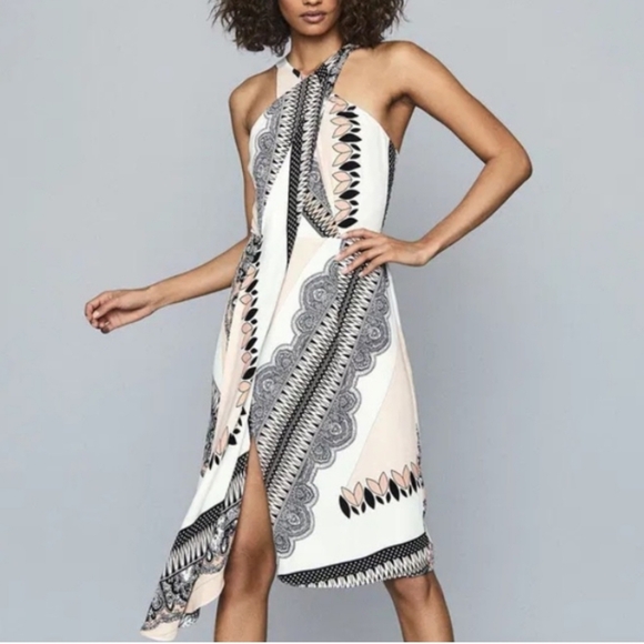 REISS Hope Scarf-Print Halter Wrap Dress NWT Sz 2 MSRP $425